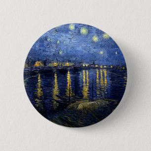 Macaron Rond 5 Cm Van Gogh Nuit étoilée sur Rhône