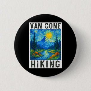 Macaron Rond 5 Cm Van Gogh Randonnée, Camping Montagnes Nature, Drôl