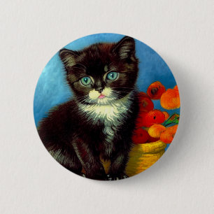 Macaron Rond 5 Cm Van Gogh Tuxedo Cat