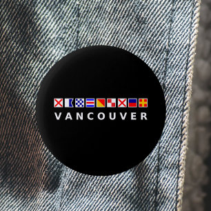 Macaron Rond 5 Cm Vancouver Canada Pavillons nautiques couleur foncé