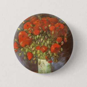 Macaron Rond 5 Cm Vase aux Coquelicots rouges par Vincent van Gogh