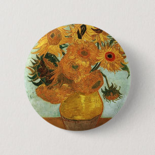 Macaron Rond 5 Cm Vase avec douze tournesols, Vincent