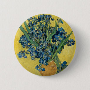 Macaron Rond 5 Cm Vase avec Irises par Van Gogh