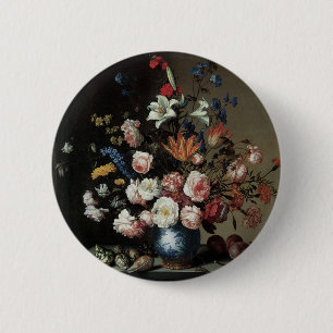 Macaron Rond 5 Cm Vase de fleurs près d'une fenêtre, Balthasar van d