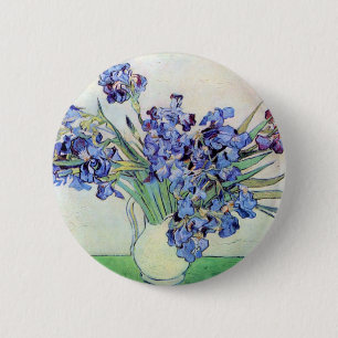 Macaron Rond 5 Cm Vase Still Life avec Irises par Vincent van Gogh