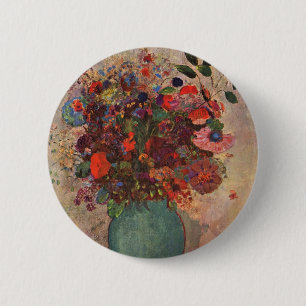 Macaron Rond 5 Cm Vase turc par Odilon Redon, Art floral vintage