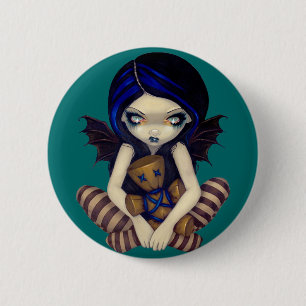 Macaron Rond 5 Cm "Vaudou dans" le bouton bleu