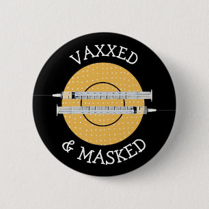 Macaron Rond 5 Cm Vaxxed et masqué contre Covid-19