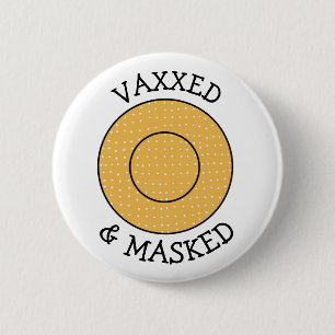 Macaron Rond 5 Cm Vaxxed et masqué contre le bouton Covid-19