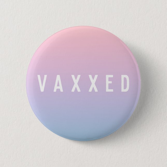 Macaron Rond 5 Cm Vaxxed | Pastel Gradient Covid-19 Vacciné (Devant)