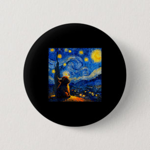 Macaron Rond 5 Cm Veau de Highland Mignon Graphique de Style Van Gog