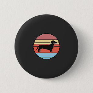 Macaron Rond 5 Cm Vecteur de coucher de soleil rétro teckel