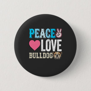 Macaron Rond 5 Cm Vecteur Peace Love Bouledogue