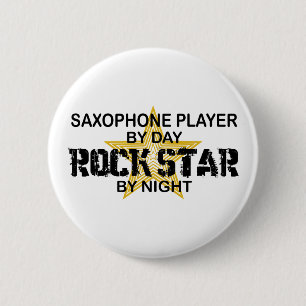 Macaron Rond 5 Cm Vedette du rock de saxophone par nuit