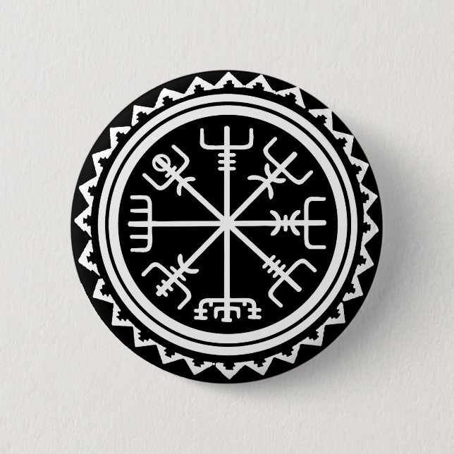 Macaron Rond 5 Cm Végétal Viking Compas Nautique (Devant)