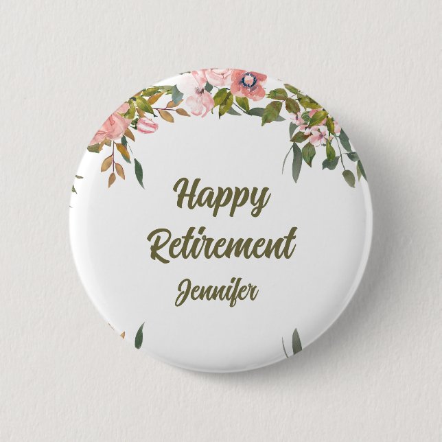Macaron Rond 5 Cm Végétation florale rose Boho rustique Bonne retrai (Devant)