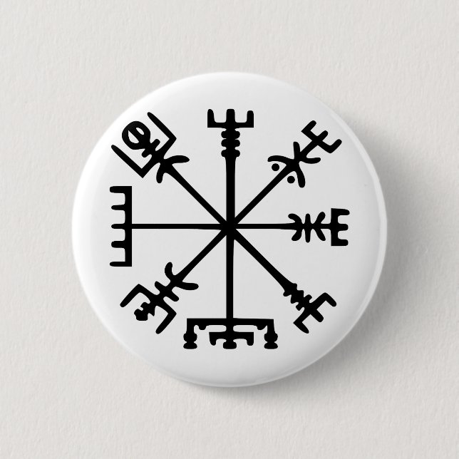 Macaron Rond 5 Cm Vegvísir (boussole de Viking) (Devant)