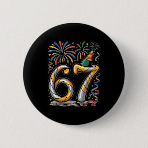 Macaron Rond 5 Cm Veille du Nouvel An Numéro 67 ou 67e anniversaire