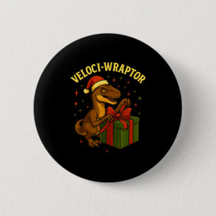 Macaron Rond 5 Cm Velociraptor de Noël drôle de jeu de mots Veloci-w