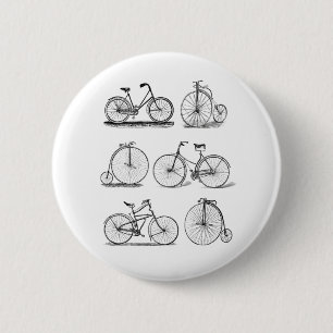 Macaron Rond 5 Cm Vélos vintages pour le rétro insigne de bouton de