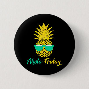 Macaron Rond 5 Cm Vendredi Aloha Ananas Eté Fruit Ananas