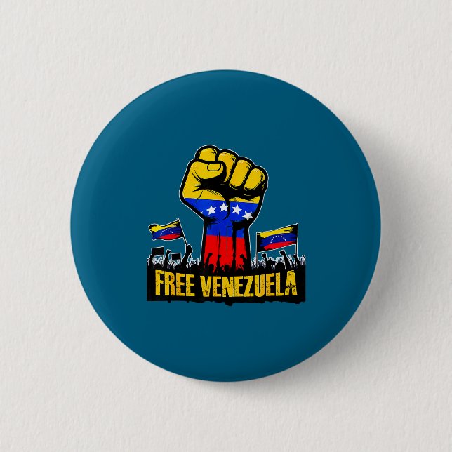 Macaron Rond 5 Cm Venezuela Flag Venezuela Libre 2026  (Devant)