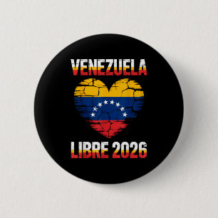 Macaron Rond 5 Cm Venezuela Libre 2026 Drapeau du cœur du Venezuela 