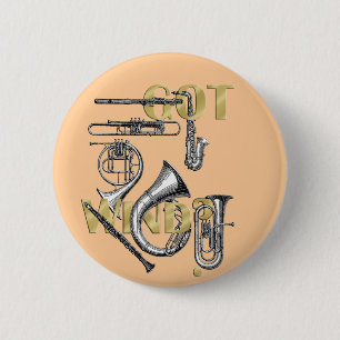 Macaron Rond 5 Cm Vent obtenu joueurs drôles d'instrument de vent