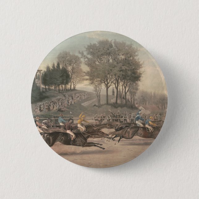 Macaron Rond 5 Cm Ventilateur de course de chevaux TOP (Devant)