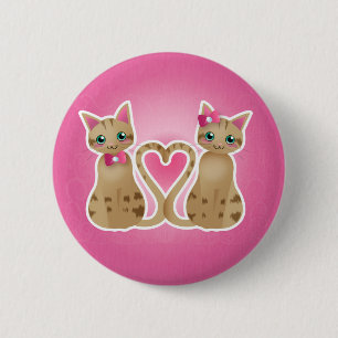 Macaron Rond 5 Cm Ver-bouton de coeur-gingembre de Kitty
