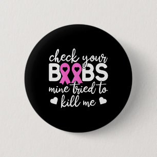 Macaron Rond 5 Cm Vérifiez votre Boo Bees Breast Cancer Awareness Co