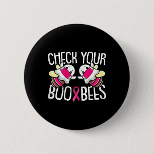 Macaron Rond 5 Cm Vérifiez votre Boo Bees Breast Cancer Awareness Wa