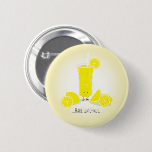 Macaron Rond 5 Cm Verre de limonade souriant  Bouton