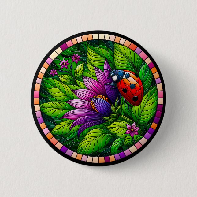 Macaron Rond 5 Cm Verre tendu de Ladybug (Devant)