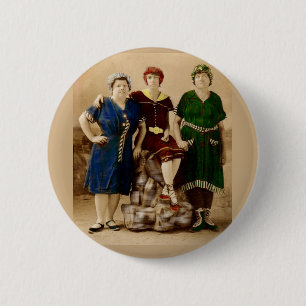 Macaron Rond 5 Cm vers 1910 Atlantic City beautés de bain RPPC