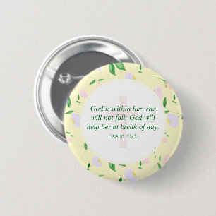 Macaron Rond 5 Cm Verset biblique floral aquarelle jaune de printemp