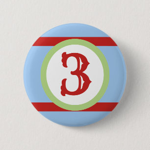 Macaron Rond 5 Cm Vert, Bébé Bleu & Rouge Numéro personnalisé Annive