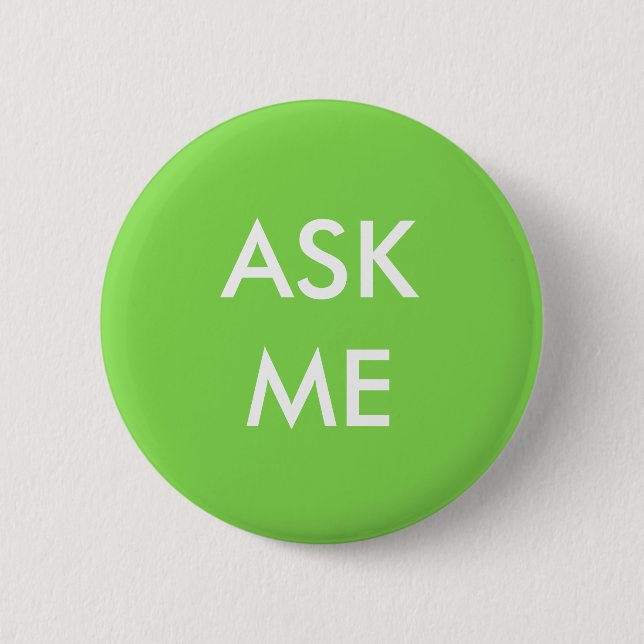 Macaron Rond 5 Cm Vert et blanc demandez-moi de se boutonner (Devant)