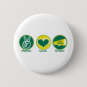 Macaron Rond 5 Cm Vert/jaune d'acclamation d'amour de paix
