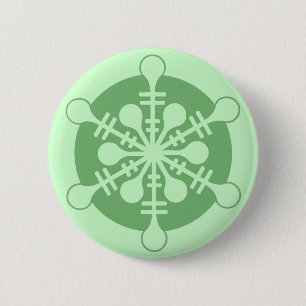 Macaron Rond 5 Cm Vert Menthe Moderne Noël Flocon de Neige