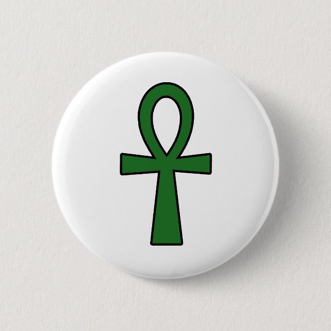 Macaron Rond 5 Cm Vert principal croisé hiéroglyphique égyptien de (Devant)