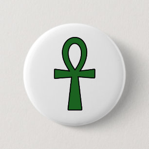 Macaron Rond 5 Cm Vert principal croisé hiéroglyphique égyptien de