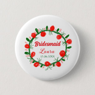 Macaron Rond 5 Cm vert rouge fil cir ajouter nom bridesmaid année ca