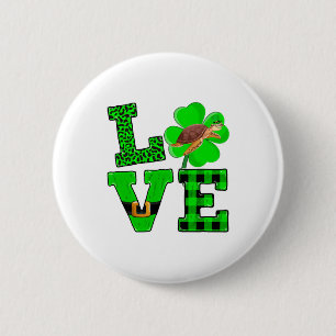 Macaron Rond 5 Cm Vert Shamrock Carreaux Amour Tortue De Mer St Patr