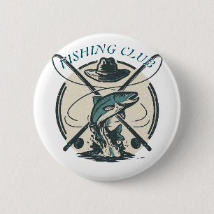 Macaron Rond 5 Cm Vêtements Rétro Club de Pêche Graphique de Bass