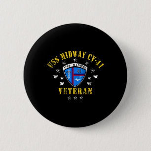 Macaron Rond 5 Cm Vétéran du porte-avions USS Midway Cv 41 Drapeau U