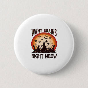 Macaron Rond 5 Cm Veux cerveaux tout de suite Halloween Chat noir or
