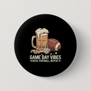 Macaron Rond 5 Cm Vibes de la journée de jeu Beer Football Répétitio