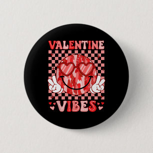 Macaron Rond 5 Cm Vibes de la Saint-Valentin Visage Souriant Cœur Sa