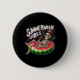 Macaron Rond 5 Cm Vibes de Summerween squelette effrayant Halloween